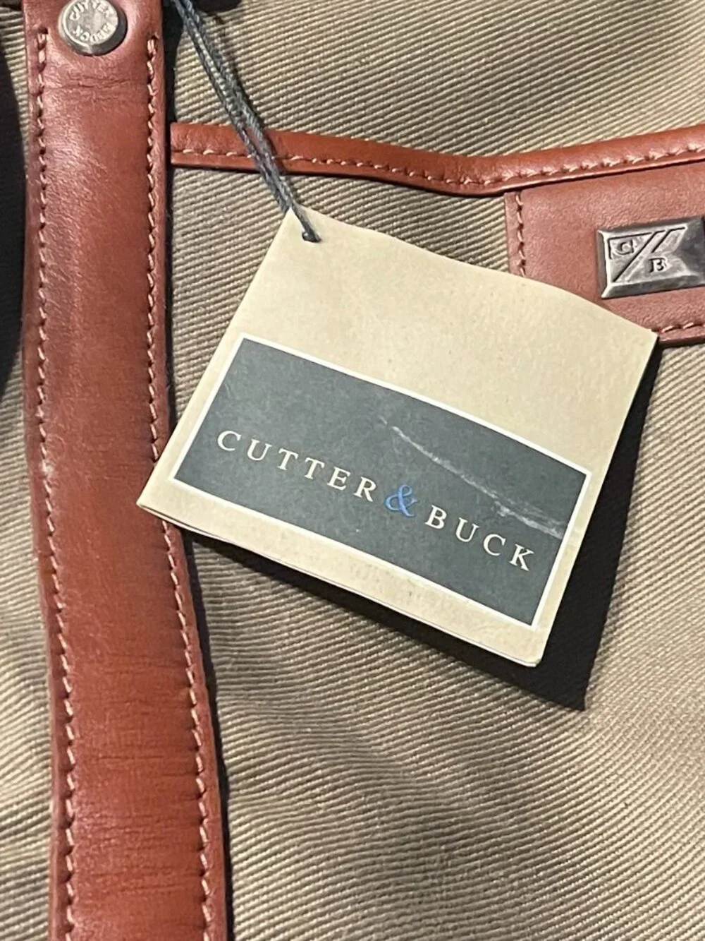 NWT Cutter & Buck Canvas & Leather Weekender Duffel Travel Bag - Tan/Brown
